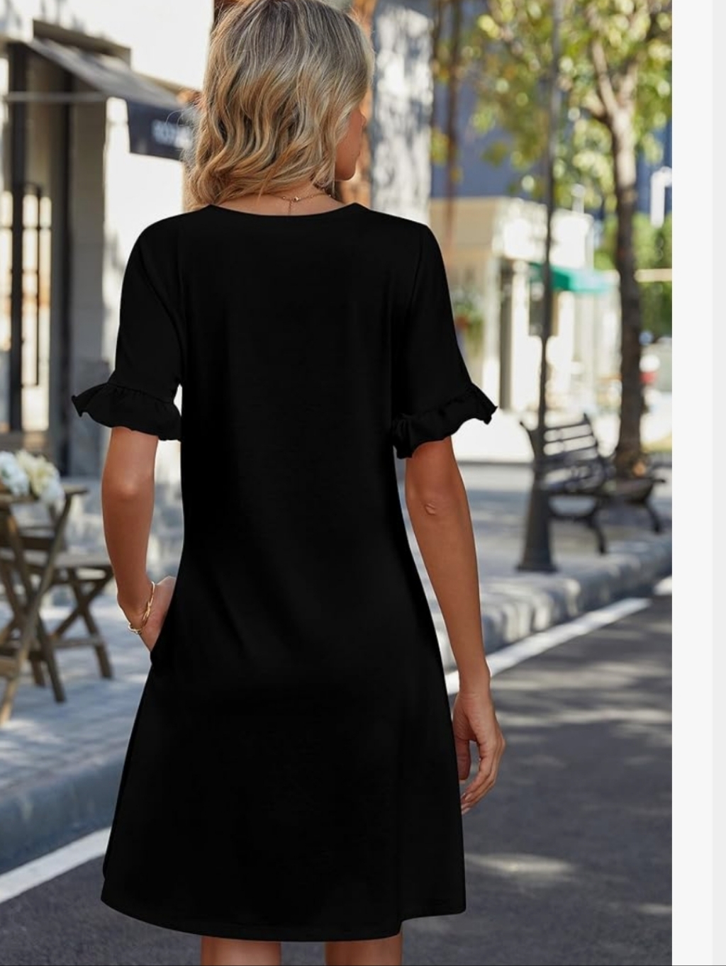 Zeagoo Amazon Black Ruffle Sleeve Casual Mini Dress Coastal Cowgirl Lounge Boho